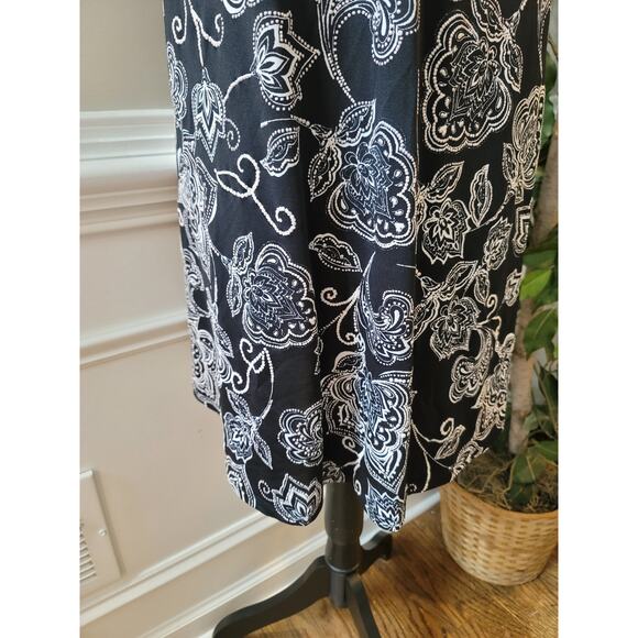 Ruby Rd Dress Womens Medium Black White Floral Print Short Sleeve Stretch Casual - Picture 5 of 15